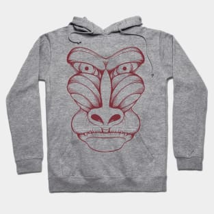 Baboon dark red line art Hoodie